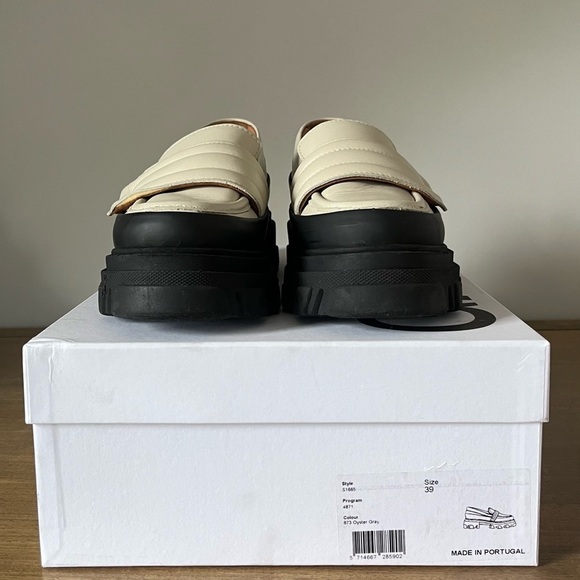 GANNI Off-White Leather Chunky Padded Loafers in Oyster Gray Women’s Size 8.5/39 - Picture 12 of 15